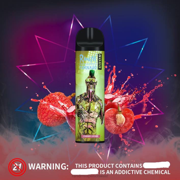 RandM Tornado Schweiz | RandM Tornado 00P2253 8000 Airflow Control Vape-Gerät 1St Kirsch-Litschi